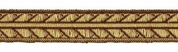 Picture of Galloon antique Gold Palm Trees H. cm 2 (0,8 inch) Polyester and Acetate Fabric Brown Trim Orphrey Banding for liturgical Vestments 