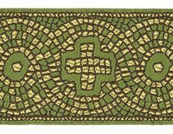 Immagine di Gallone Filo oro Croce Mosaico H. cm 9 (3,5 inch) Poliestere Acetato Rosso Celeste Verde Viola Giallo Zecchino Tessuto per Paramenti liturgici
