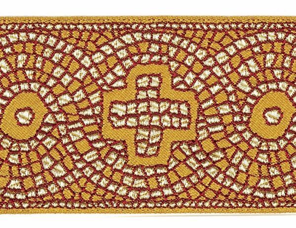Imagen de Galón dorado Cruz Mosaico antiguo H. 9 cm para ornamentos litúrgicos