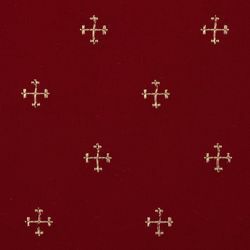 Picture of Lampas (Lampassetto) Crosses H. cm 160 (63 inch) Acetate Polyester Fabric Red Olive Green Yellow Gold Violet Milk White for liturgical Vestments