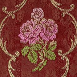 Picture of Flowery Lampas (Lampasso) Rose Garden H. cm 160 (63 inch) Lurex Fabric Red Violet White Olive Green Ancient Pink Purple for liturgical Vestments