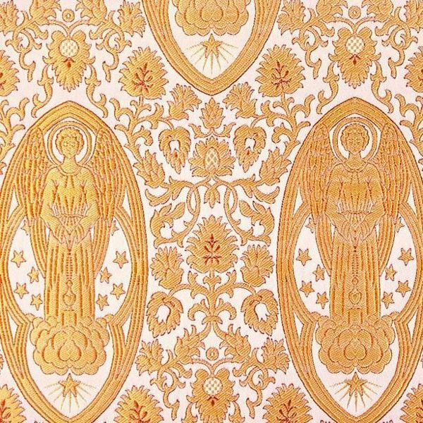 Picture of Brocade Angels H. cm 160 (63 inch) Polyester Acetate Fabric Yellow Gold White for liturgical Vestments