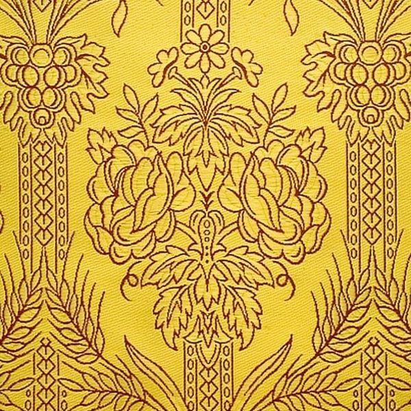 Immagine di Tessuto Drappo floreale giallo oro H. 160 cm poliestere e viscosa