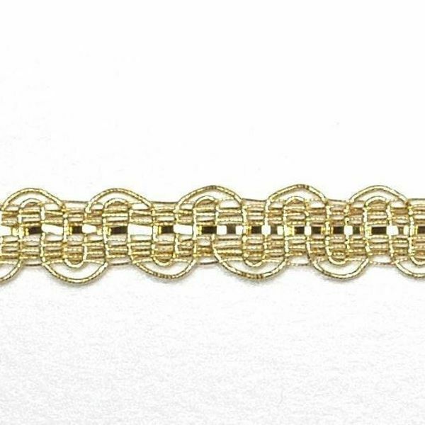 Imagen de Agreman dorado encaje H. 0,6 cm hilo metálico y viscosa para vestimenta 
