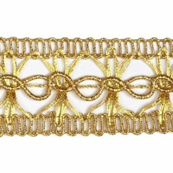 Picture of Agremano Braided Trim gold Vergolina H. cm 3 (1,2 inch) Viscose Polyester Border Edge Trimming for liturgical Vestments