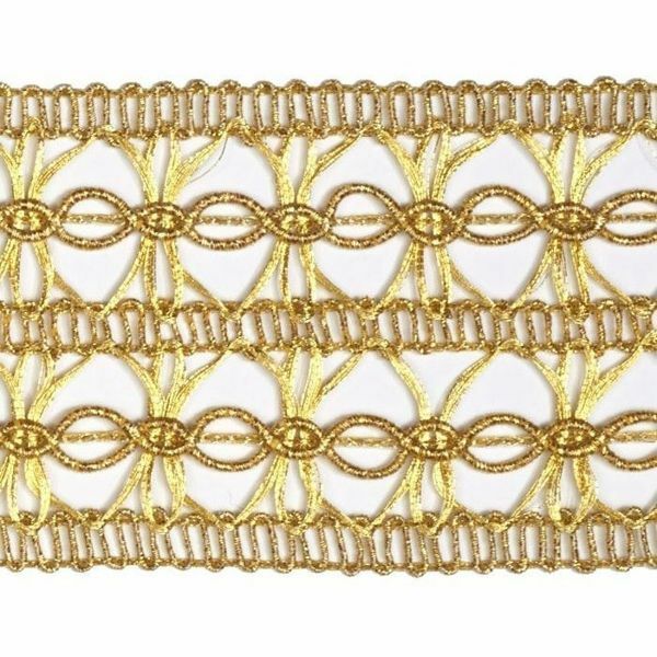 Picture of Agremano Braided Trim gold Vergolina H. cm 5 (2,0 inch) Viscose Polyester Border Edge Trimming for liturgical Vestments