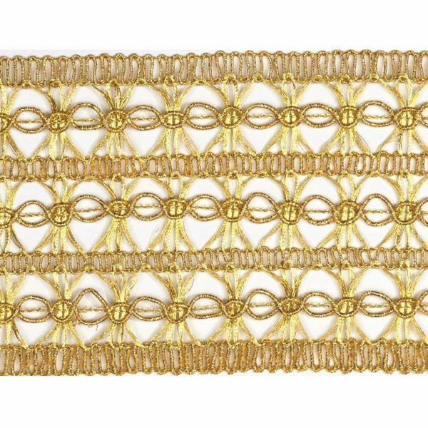 Picture of Agremano Braided Trim gold Vergolina H. cm 8 (3,1 inch) Viscose Polyester Border Edge Trimming for liturgical Vestments