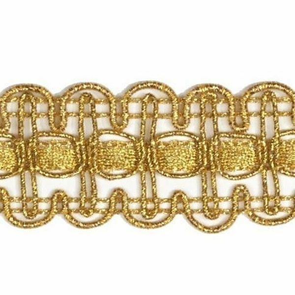 Immagine di Agremano liserè oro classico H. cm 2,5 (0,98 inch) Viscosa Poliestere Orlo Bordo Passamaneria per Paramenti sacri 