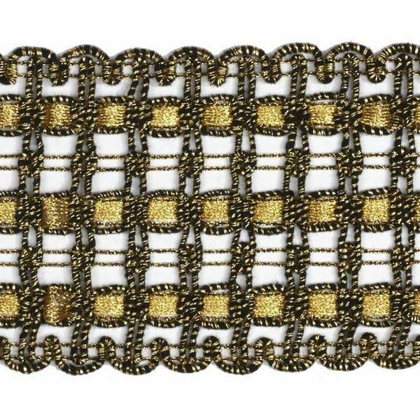 Picture of Agremano Braided Trim antique and classic gold liserè H. cm 6,5 (2,56 inch) Viscose Polyester Border Edge Trimming for liturgical Vestments