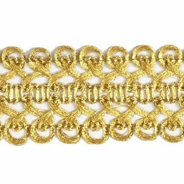 Imagen de Agreman Galón caracol oro clásico H. cm 3 (1,2 inch) Viscosa Poliéster Borde Ribete Pasamanería para Vestiduras litúrgicas 
