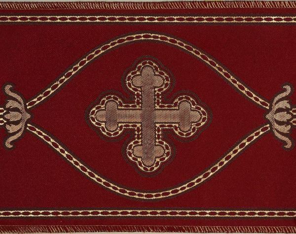 Immagine di Stolone oro Croce trilobata H. cm 18 (7,1 inch) Lurex Rosso Verde Viola Bianco/Giallo Bianco/Avana Tessuto per Paramenti liturgici