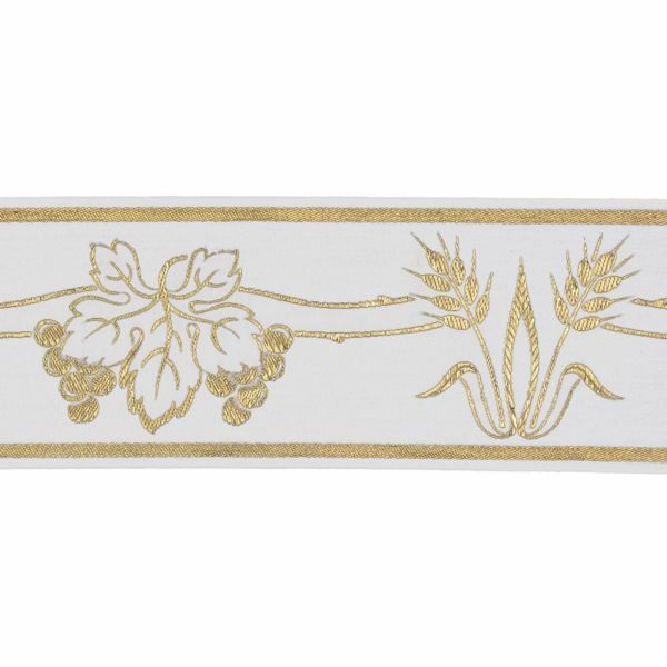 Immagine di Bordo ricamato oro Uva Spighe H. 10 cm misto cotone per paramenti sacri