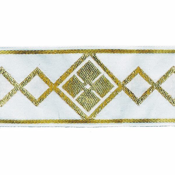 Immagine di Bordo ricamato oro Rombo H. 5 cm misto cotone per paramenti sacri