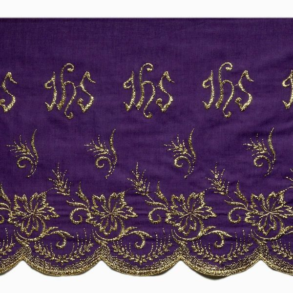 Immagine di Pizzo liturgico simbolo JHS Croce H. 27 cm cotone