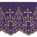 Picture of Lace JHS symbol H. cm 14 (5,5 inch) Pure Cotton Red Olive Green Violet Brilliant Gold White/Gold Lacework Edging for liturgical Vestments 