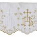 Picture of Lace JHS symbol H. cm 14 (5,5 inch) Pure Cotton Red Olive Green Violet Brilliant Gold White/Gold Lacework Edging for liturgical Vestments 