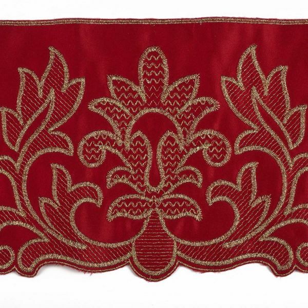 Picture of Lace Flower H. cm 15 (5,9 inch) Pure Polyester Red Ivory Lacework Edging for liturgical Vestments 