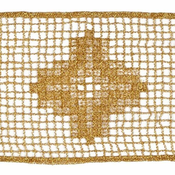 Immagine di Pizzo macramè al metro oro Rete Croce atzeca H. 8 cm