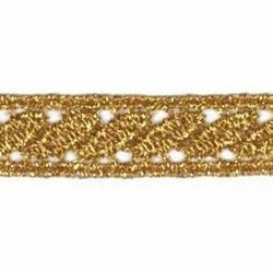 Imagen de Encaje macramè Hoja H. cm 1 (0,4 inch) Viscosa Poliéster Oro Brillante Puntilla Bolillo Bordado para Vestiduras litúrgicas