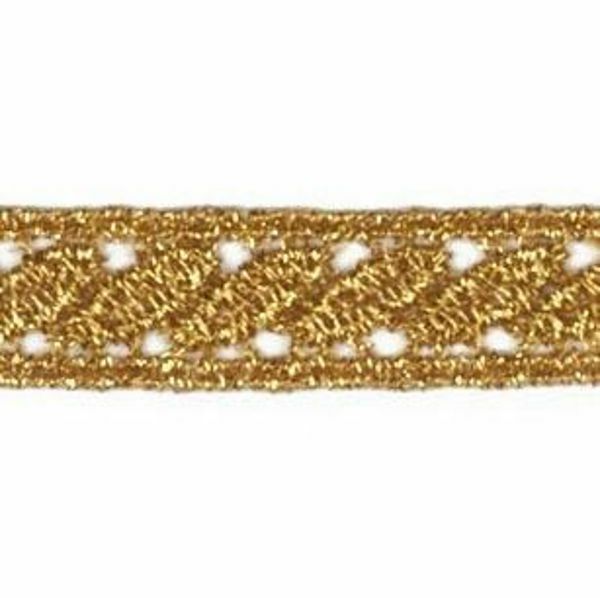 Picture of Macramè Lace Leaf H. cm 1 (0,4 inch) Viscose and Polyester Brilliant Gold Lacework Edging for liturgical Vestments 