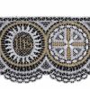 Immagine di Pizzo filet per tovaglia d'altare Rosone JHS smerlo H. 10 cm