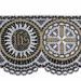 Picture of Filet crochet lace JHS symbol H. cm 10 (3,9 inch) Viscose and Polyester White/Gold Ivory/Gold Lacework Edging for liturgical Vestments 
