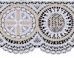 Picture of Filet crochet lace JHS symbol H. cm 10 (3,9 inch) Viscose and Polyester White/Gold Ivory/Gold Lacework Edging for liturgical Vestments 
