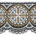 Picture of Filet crochet lace Rosette H. cm 10 (3,9 inch) Viscose and Polyester White/Gold Lacework Edging for liturgical Vestments 