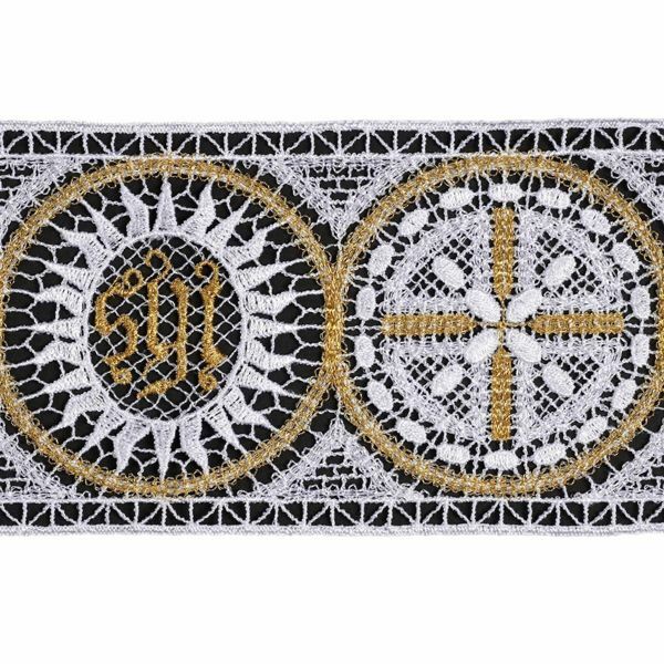 Picture of Filet Lace for altar cloths JHS symbol H. 10 cm (3,9 inch)