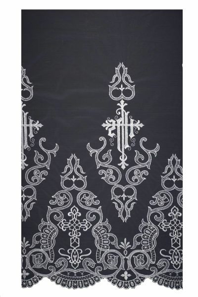 Picture of Tulle Lace JHS & Cross H. cm 70 (27,6 inch) Viscose and Polyester White Lacework Edging for liturgical Vestments 