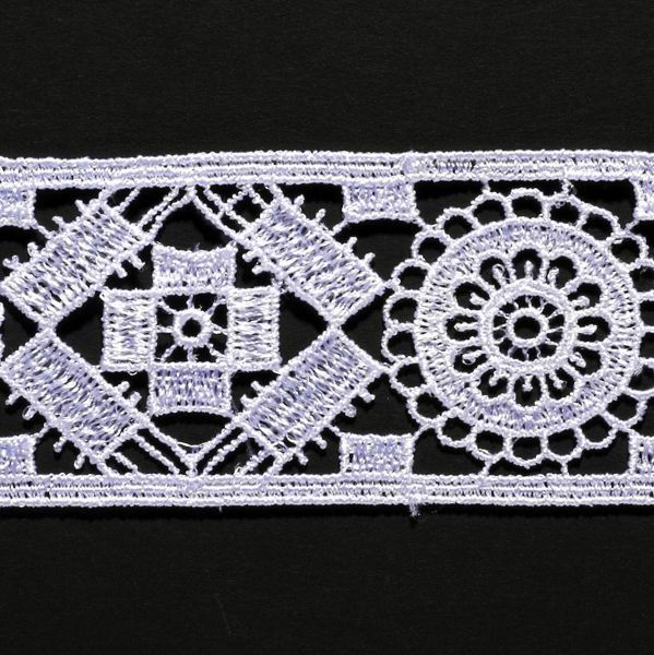 Picture of Macramè Lace Cross Rhomb H. cm 4 (1,6 inch) Viscose and Polyester White Lacework Edging for liturgical Vestments 