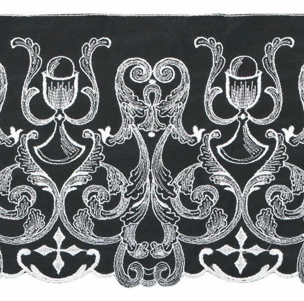 Immagine di Pizzo liturgico Tulle Croce Calice H. 25 cm bianco