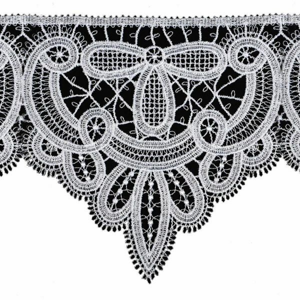 Picture of Macramè Lace Gerbera H. cm 16 (6,3 inch) Viscose and Polyester White Lacework Edging for liturgical Vestments 