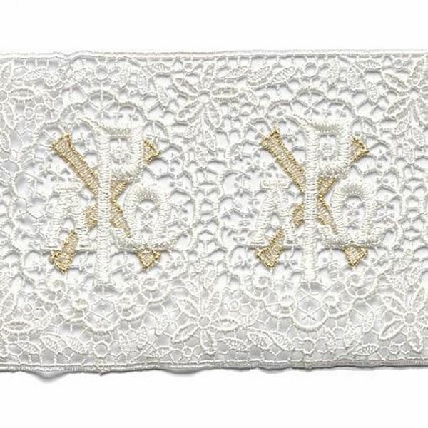 Picture of Lace Crosses H. cm 12 (4,7 inch) Viscose and Polyester Ivory/Gold Lacework Edging for liturgical Vestments 