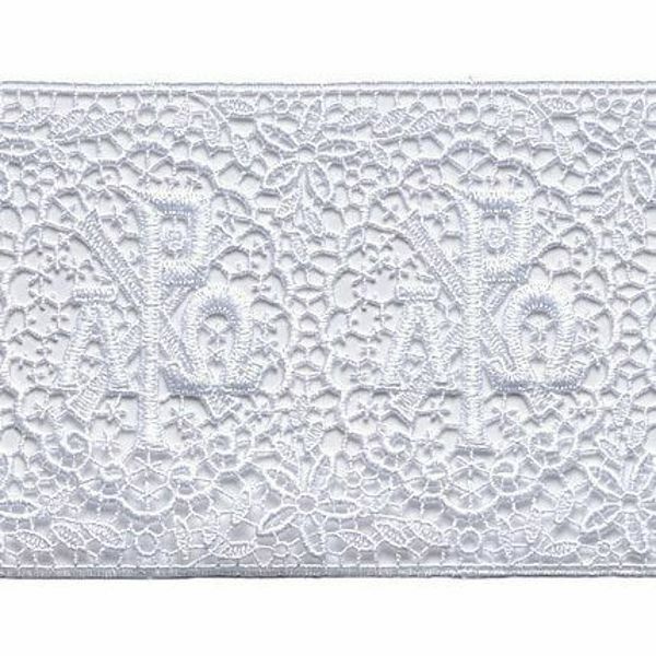 Imagen de Encaje Cuces H. cm 12 (4,7 inch) Viscosa Poliéster Marfil Blanco Puntilla Bolillo Bordado para Vestiduras litúrgicas