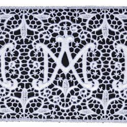 Picture of Embroidered Marian Lace H. cm 12 (4,7 inch) Viscose and Polyester Ivory White Lacework Edging for liturgical Vestments 