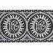 Immagine di Pizzo punto filet Simbolo JHS H. cm 10 (3,9 inch) Viscosa Poliestere Avorio Bianco Ricamo Merletto Bordo Bordura per Paramenti