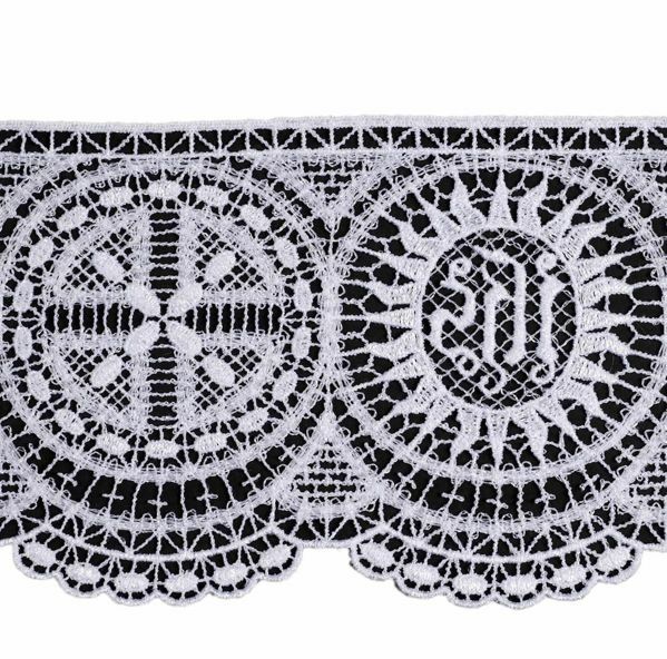 Picture of Filet Lace for altar cloths JHS symbol H. 10 cm (3,9 inch)