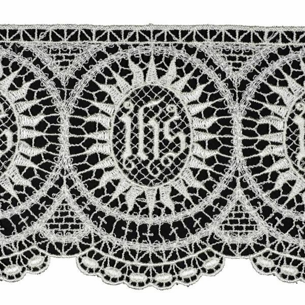 Picture of Filet Lace for altar cloths JHS symbol H. 10 cm (3,9 inch)