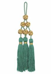 Picture of Tassel with Solomon knots 3 small Tripolin Knot Tassels cm 16 (6,3 inch) Metallic thread and Viscose Red Violet Green Flag White for Cope Pluviale and liturgical Vestments