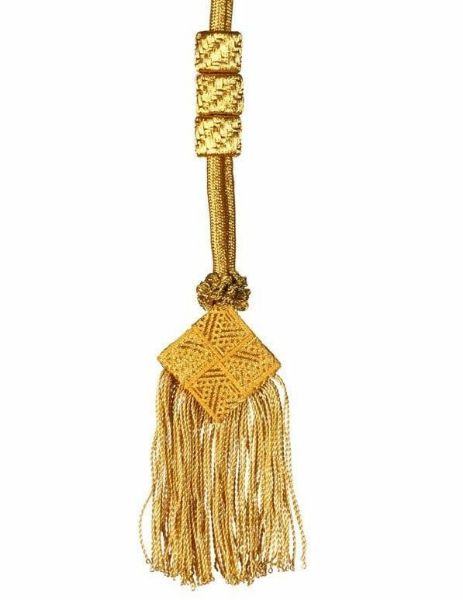 Imagen de Cordón de medalla o de cruz pastoral nudo cuadrado franja metálica