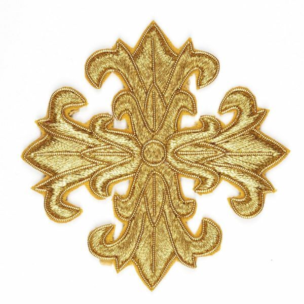 Imagen de Cruz bordada decoración H. cm 8 (3,1 inch) en hilo metálico y Viscosa para Casullas y Vestiduras litúrgicas