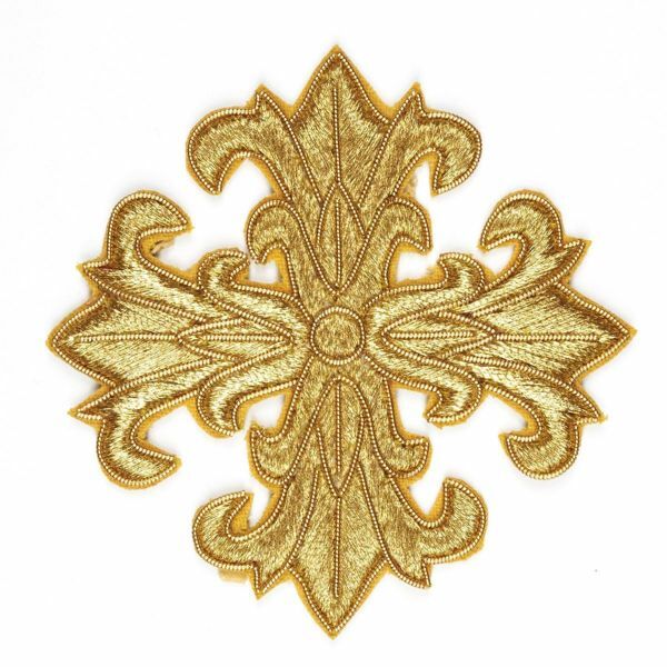 Picture of Gold embroidered Cross with ramino outline H. 8 cm (3,1 inch)