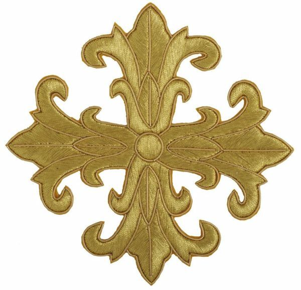 Imagen de Cruz bordada decoración H. cm 16 (6,3 inch) en hilo metálico y Viscosa para Casullas y Vestiduras litúrgicas
