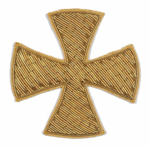 Immagine di Croci ricamate in Canuttiglia decorazione H. cm 6 (2,4 inch) in filato metallico Applicazione per Casula Stole e Paramenti liturgici