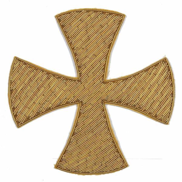 Immagine di Croci ricamate in Canuttiglia decorazione H. cm 11 (4,3 inch) in filato metallico Applicazione per Casula Stole e Paramenti liturgici