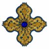 Imagen de Cruz bordada oro/color paillettes y piedra H. 7,5 cm