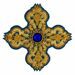 Picture of Embroidered Cross Motif with paillettes with stone H. cm 7,5 (2,95 inch) Metallic thread and Viscose Celestial Violet Green Flag Gold Red/Crimson White/Gold for Chasubles and liturgical Vestments