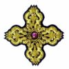 Imagen de Cruz bordada oro/color paillettes y piedra H. 7,5 cm