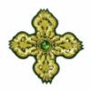 Imagen de Cruz bordada oro/color paillettes y piedra H. 7,5 cm